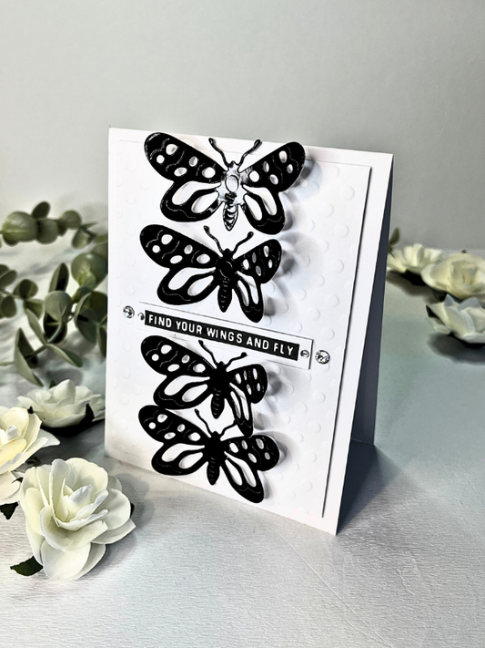 Ready To Go Cards | Gift Card | Butterflies White & Black Card