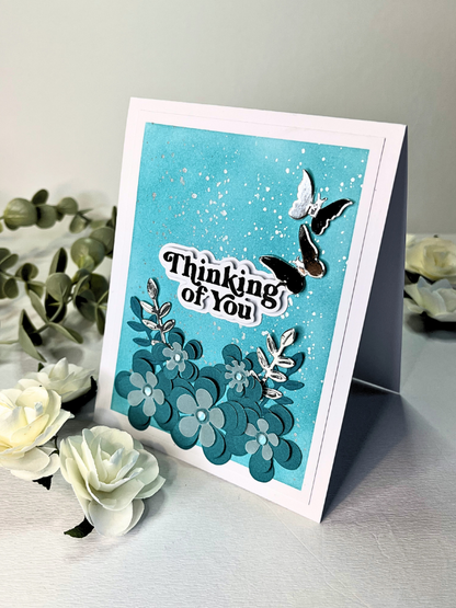 Ready To Go Cards | Gift Card | Thinking of You Card Blue Flowers Butterflies