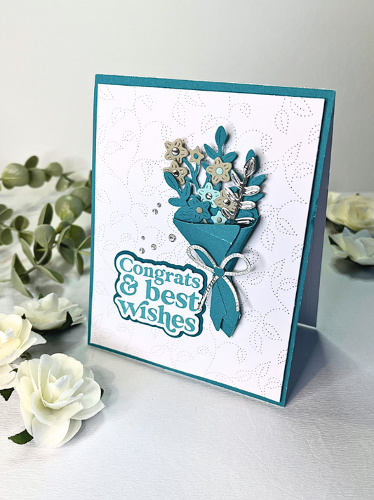 Ready To Go Cards | Gift Card | Congrats Blue Flowers Card