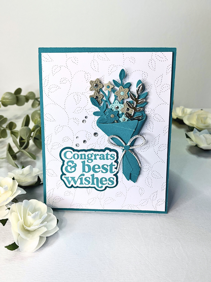 Ready To Go Cards | Gift Card | Congrats Blue Flowers Card