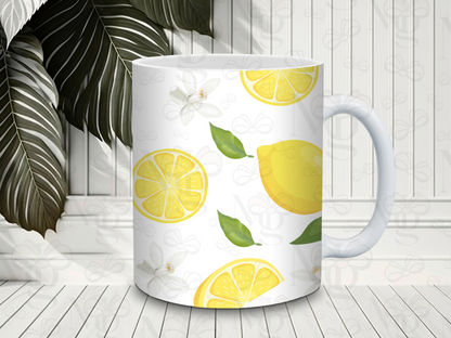 Designed Mug Wrap | Summer | Lemons & White Flowers