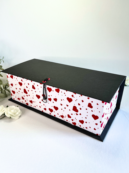 Ready To Go Box | Love Gift Box | Elegant Black & White Box with Hearts