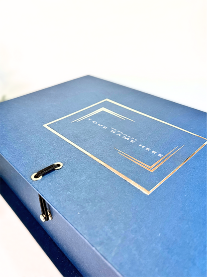 Personalise Now | Gift SET | Golden Blue Box Notebook Mug with Your Name