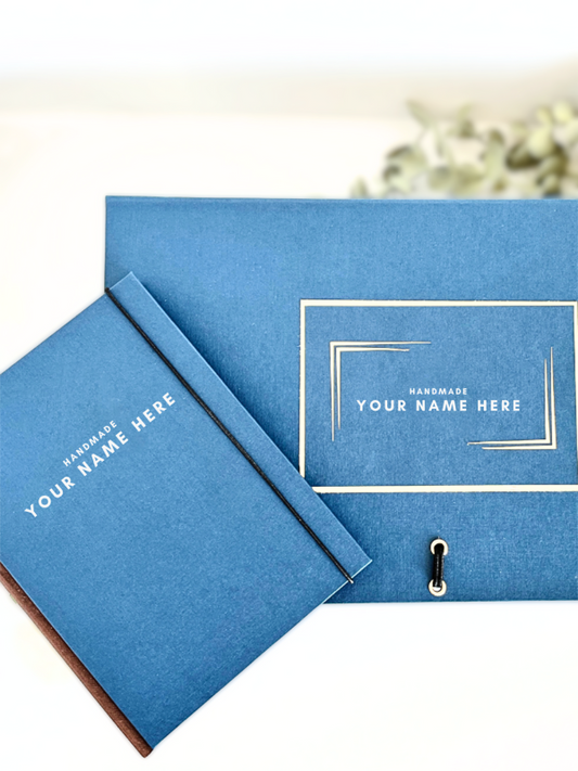 Personalise Now | Gift SET | Golden Blue Box Notebook Mug with Your Name