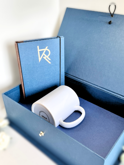 Personalise Now | Gift SET | Golden Blue Box Notebook Mug with Your Name