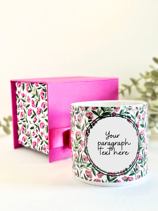 Personalise Now | Gift SET | Beautiful Pink Flowers Box & Mug Set