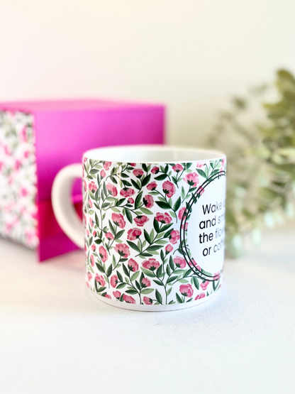 Personalise Now | Gift SET | Beautiful Pink Flowers Box & Mug Set