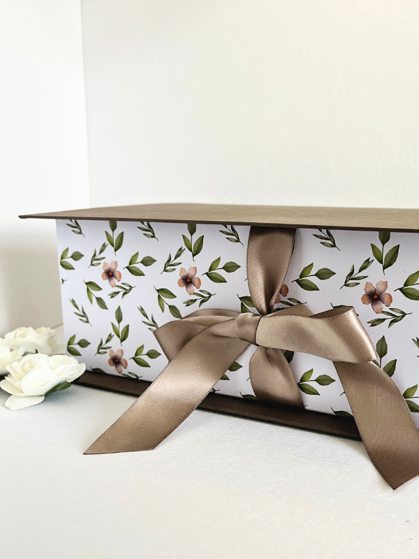 Ready To Go Box | Gift Box | Beige Leaf & Flowers Box