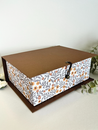 Ready To Go Box | Gift Box | Cute Flowers & Leafs Beige Box