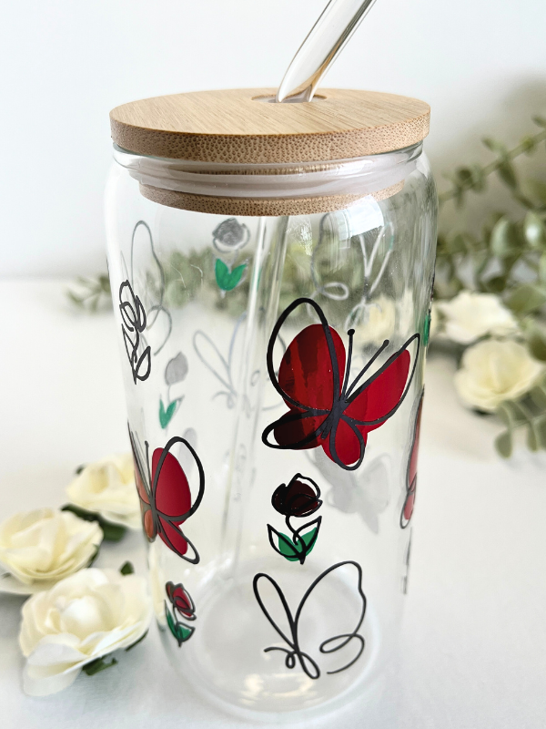 Ready To Go Tumblers | Cute Gift | Butterflies & Roses Tumbler