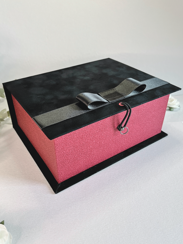 Ready To Go Box | Gift Box | Beautiful Elegant Black Velvet Raspberry Box