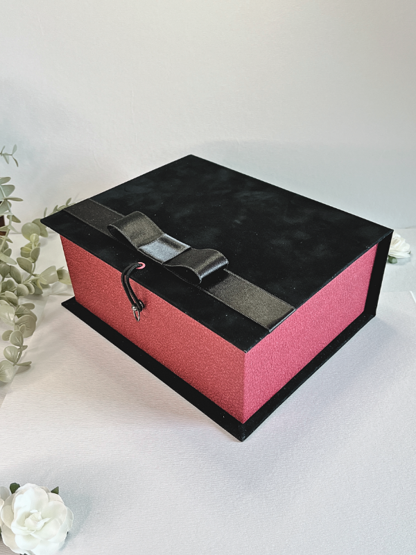 Ready To Go Box | Gift Box | Beautiful Elegant Black Velvet Raspberry Box